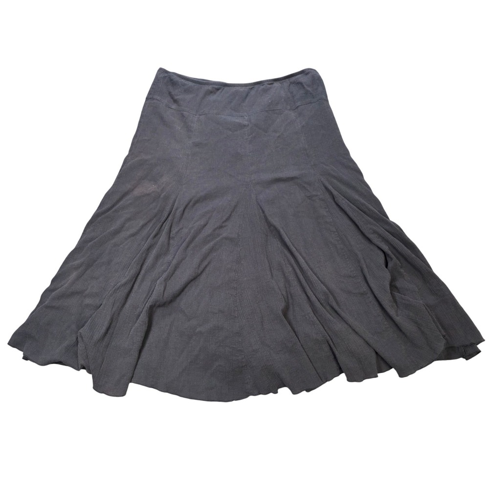 Ruby Rd Favorites Cotton Crinkle A-line Skirt Women's 16 Black Lined Textured